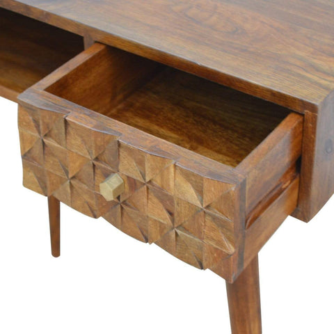 Chestnut Diamond Carved Writing Desk Living Artisan Furniture 