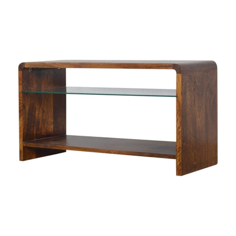 Chestnut Glass Shelf Media Unit Living Artisan Furniture 