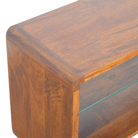 Chestnut Glass Shelf Media Unit Living Artisan Furniture 