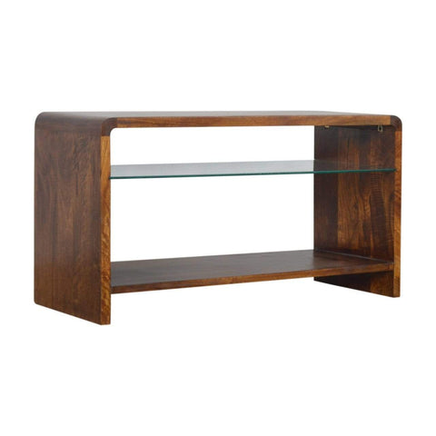 Chestnut Glass Shelf Media Unit Living Artisan Furniture 