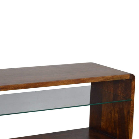 Chestnut Glass Shelf Media Unit Living Artisan Furniture 
