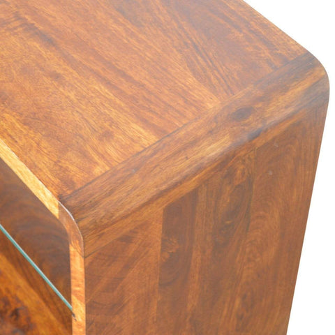 Chestnut Glass Shelf Media Unit Living Artisan Furniture 
