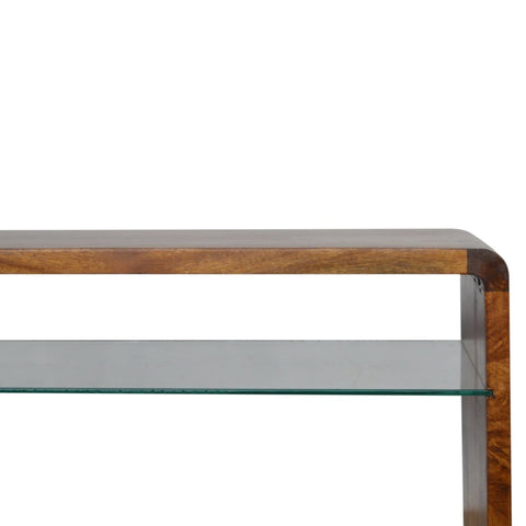 Chestnut Glass Shelf Media Unit Living Artisan Furniture 