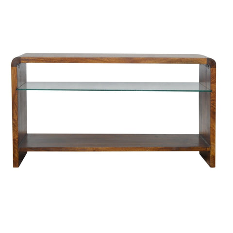 Chestnut Glass Shelf Media Unit Living Artisan Furniture 