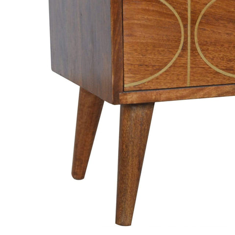 Chestnut Gold Inlay Abstract Bedside Sleeping Artisan Furniture 