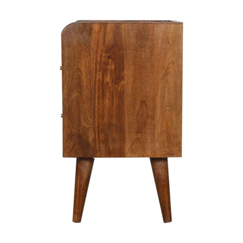 Chestnut Gold Inlay Abstract Bedside Sleeping Artisan Furniture 