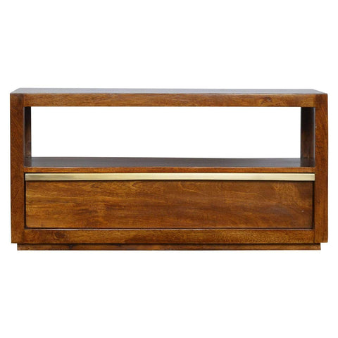 Chestnut Media Unit with Gold Bar Living Artisan Furniture 