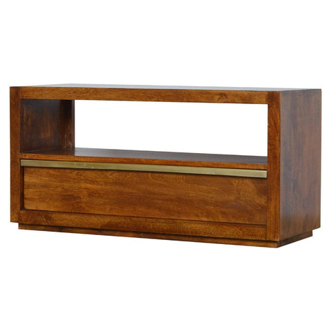 Chestnut Media Unit with Gold Bar Living Artisan Furniture 