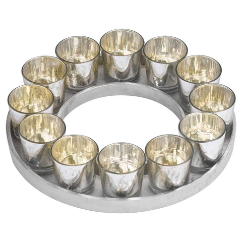 Circular Cast Aluminium Votive Tray With Mercury Glass Votiv Accessories Hill Interiors 