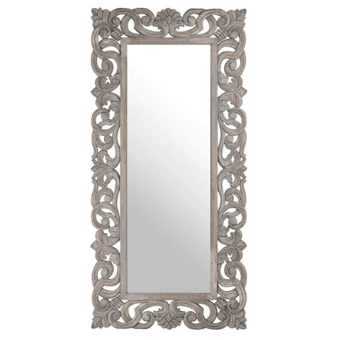 Colonial Grey Painted Hand Carved Hard Wood Mirror Mirrors Hill Interiors 