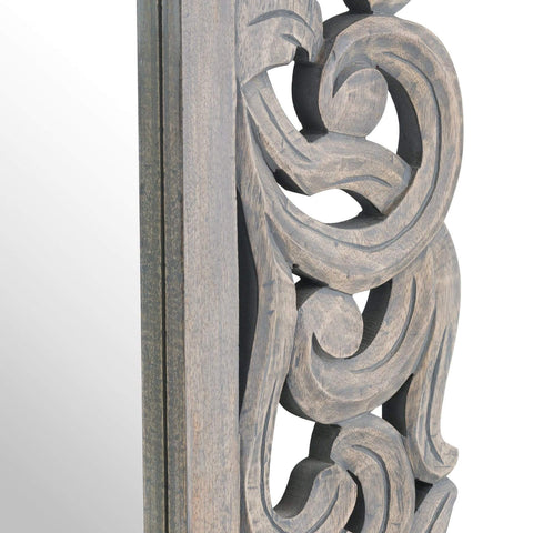 Colonial Grey Painted Hand Carved Hard Wood Mirror Mirrors Hill Interiors 