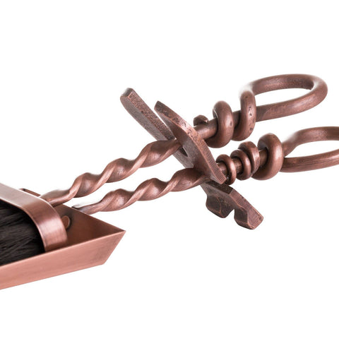 Copper Finish Hearth Tidy Set With Hand Turned Loop Handle Accessories Hill Interiors 