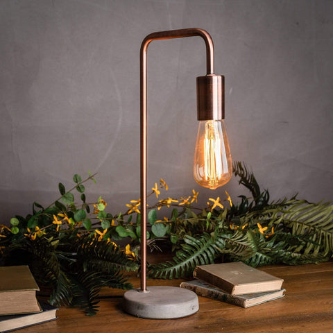 Copper Industrial Lamp With Stone Base Lighting Hill Interiors 
