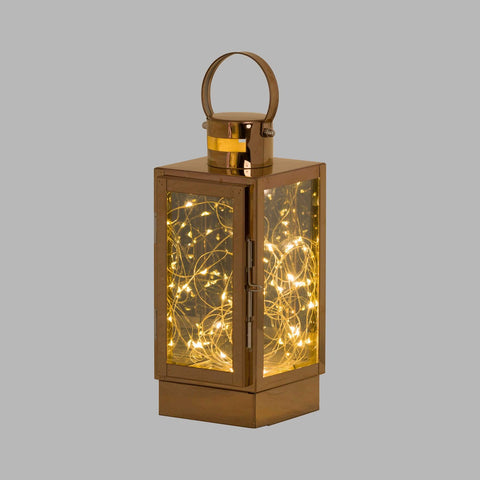 Copper Lantern With Led Micro Lights Accessories Hill Interiors 