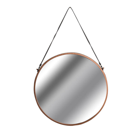 Copper Rimmed Round Hanging Wall Mirror With Black Strap Mirrors Hill Interiors 