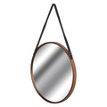 Copper Rimmed Round Hanging Wall Mirror With Black Strap Mirrors Hill Interiors 