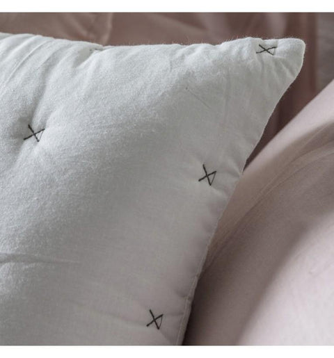 Cotton Stitch Cushion White Silver Accessories Regency Studio 