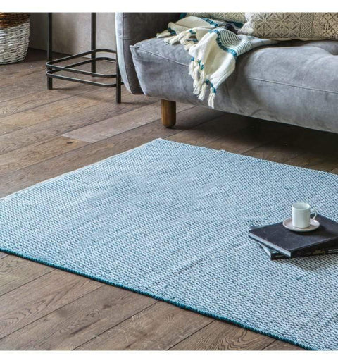 Cotton Woven Rug Diamond Teal Accessories Regency Studio 