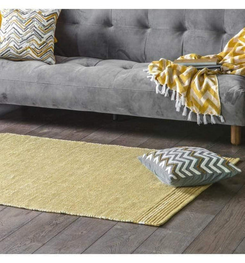 Cotton Woven Rug Linear Ochre Accessories Regency Studio 