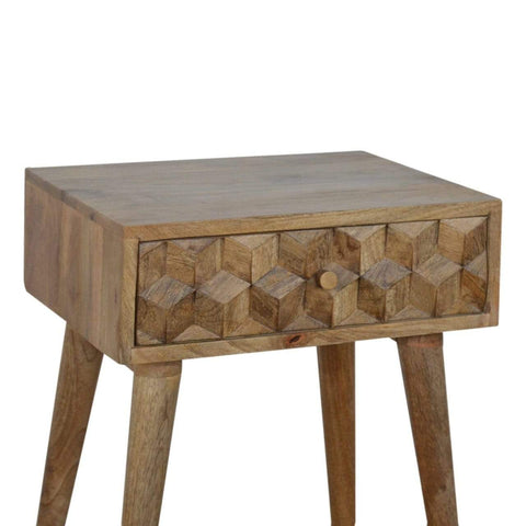 Cube Carved Bedside Sleeping Artisan Furniture 