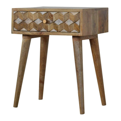 Cube Carved Bedside Sleeping Artisan Furniture 