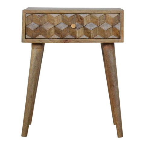 Cube Carved Bedside Sleeping Artisan Furniture 