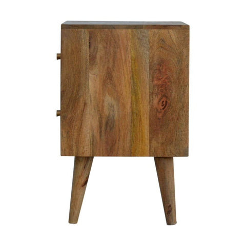 Cube Carved Bedside with 2 Drawers Sleeping Artisan Furniture 