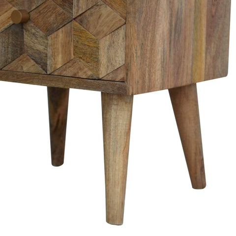 Cube Carved Bedside with 2 Drawers Sleeping Artisan Furniture 