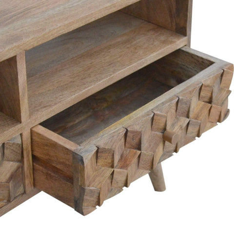 Cube Carved TV Unit Living Artisan Furniture 