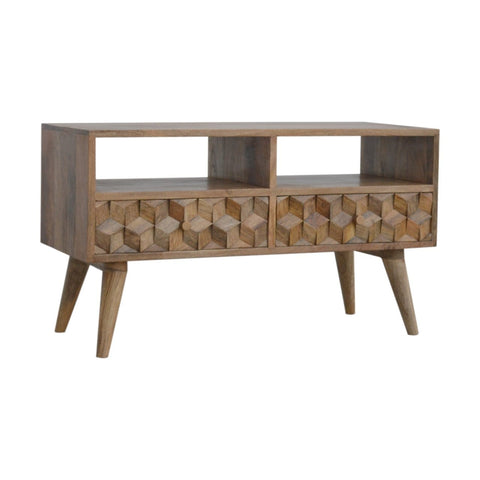 Cube Carved TV Unit Living Artisan Furniture 