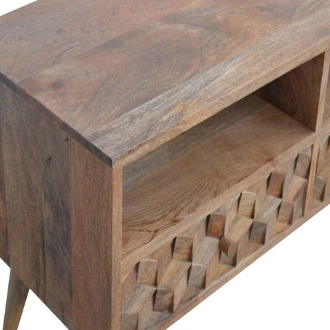 Cube Carved TV Unit Living Artisan Furniture 