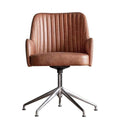 Curie Swivel Chair Vintage Brown Leather Living Regency Studio 