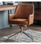 Curie Swivel Chair Vintage Brown Leather Living Regency Studio 