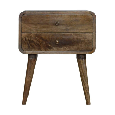 Curved Grey Washed Bedside Sleeping Artisan Furniture 