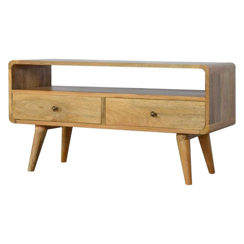 Curved Oak-ish Media Unit Living Artisan Furniture 