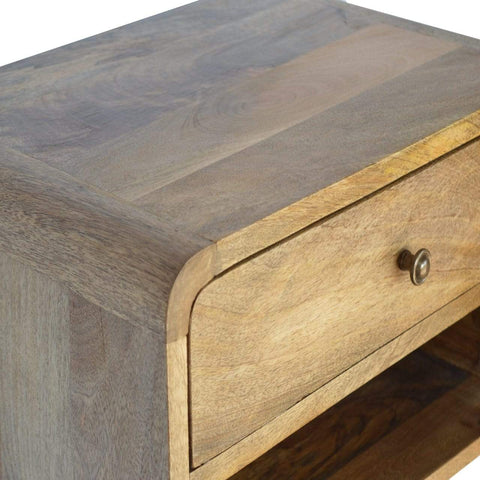 Curved Oak-ish Wall Mounted Bedside with Open Slot Sleeping Artisan Furniture 