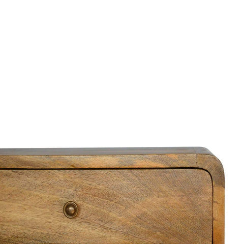 Curved Oak-ish Wall Mounted Bedside with Open Slot Sleeping Artisan Furniture 