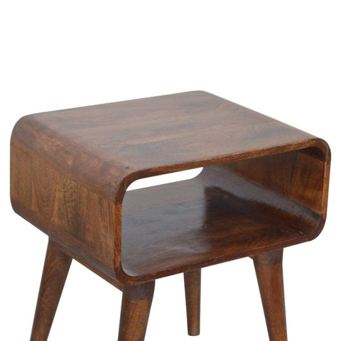 Curved Open Chestnut Bedside Sleeping Artisan Furniture 