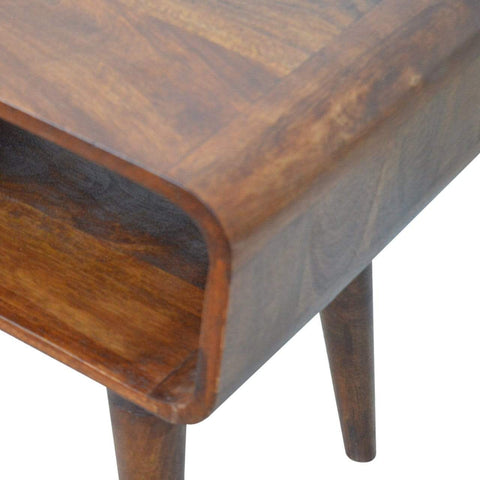 Curved Open Chestnut Bedside Sleeping Artisan Furniture 