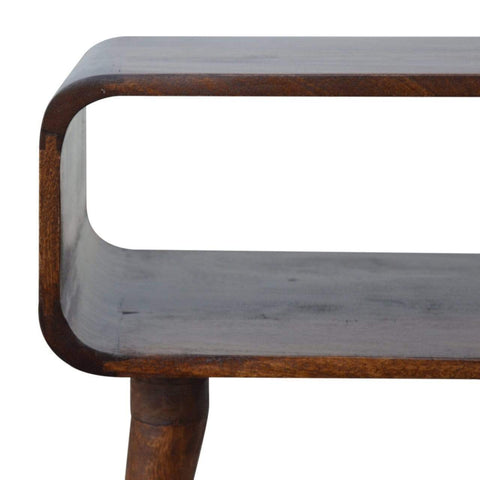 Curved Open Chestnut Bedside Sleeping Artisan Furniture 