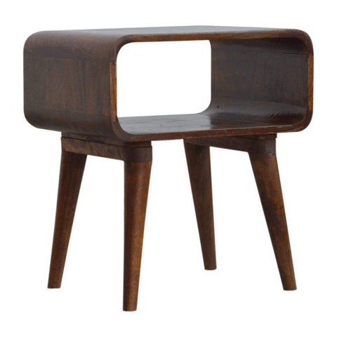 Curved Open Chestnut Bedside Sleeping Artisan Furniture 