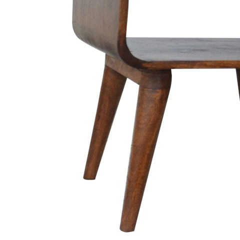 Curved Open Chestnut Bedside Sleeping Artisan Furniture 