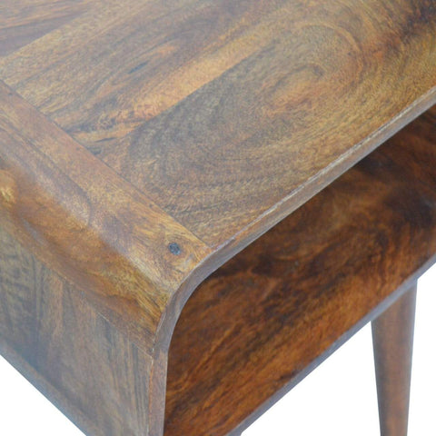 Curved Open Chestnut Bedside Sleeping Artisan Furniture 