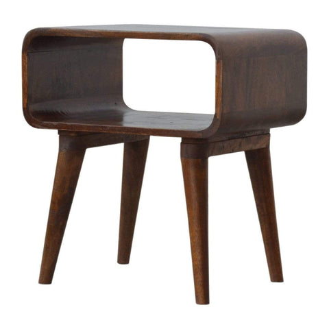 Curved Open Chestnut Bedside Sleeping Artisan Furniture 
