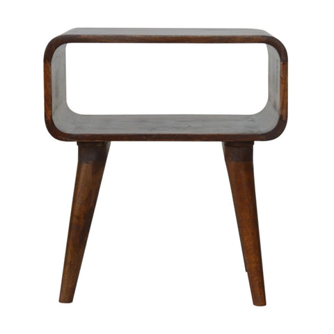 Curved Open Chestnut Bedside Sleeping Artisan Furniture 