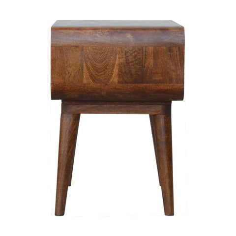 Curved Open Chestnut Bedside Sleeping Artisan Furniture 