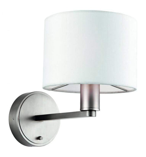 Daley Wall Light Nickel & White Faux Silk Lighting Regency Studio 