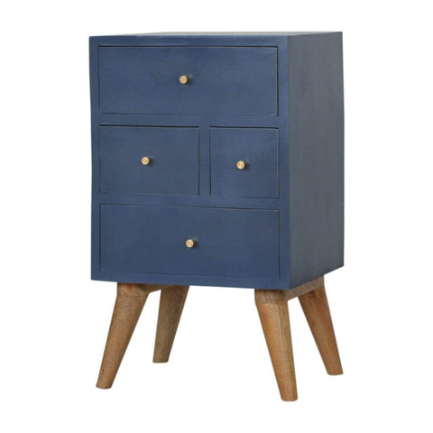 Dark Blue Painted Multi Drawer Bedside Sleeping Artisan Furniture 