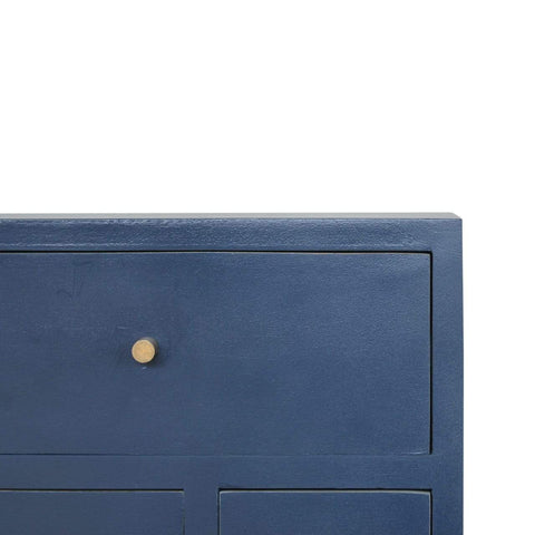 Dark Blue Painted Multi Drawer Bedside Sleeping Artisan Furniture 