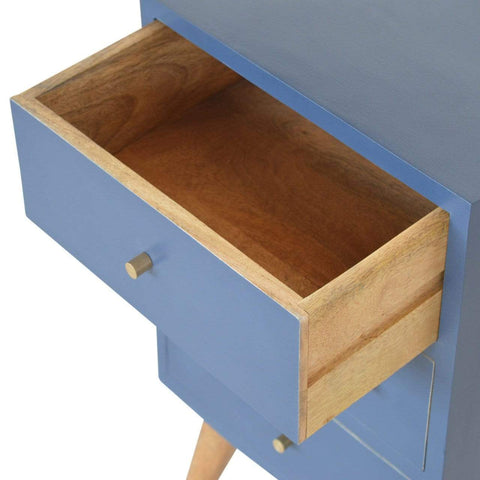 Dark Blue Painted Multi Drawer Bedside Sleeping Artisan Furniture 